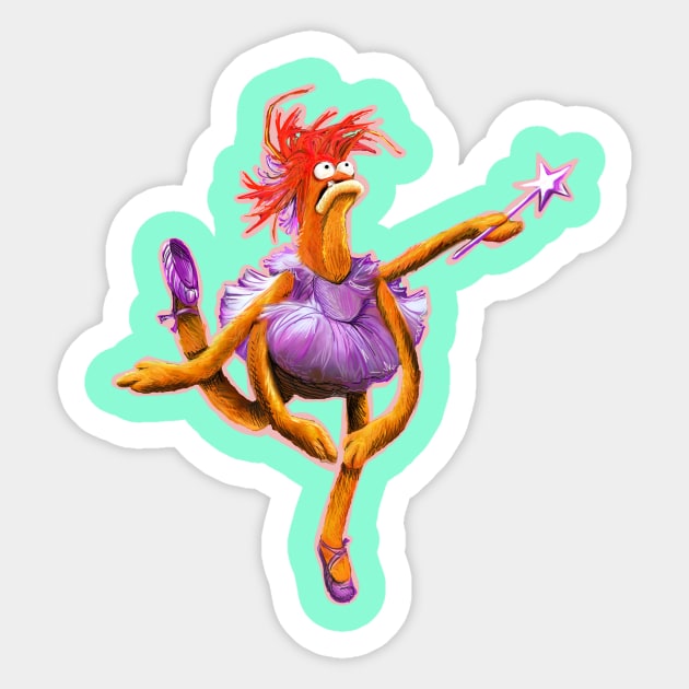 Prawn Lake - Pepe the King Prawn Ballerina Illustration Sticker by CatsandBats